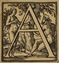 Anonimo svizzero-tedesco  - A: Adamo ed Eva (dalla serie Lettere istoriate)